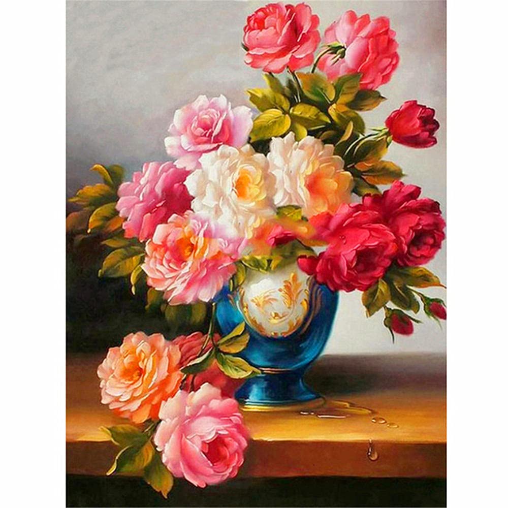Ginfonr 5D Diamond Painting Fiore Colorato Kit Completo, Diamante