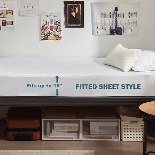 Miniatura 5 de Paquete de 2 protectores de colchón impermeables tamaño individual XL, funda de colchón con bolsillo profundo, protector de colchón suave y