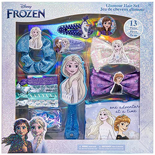 Disney Frozen - Townley Girl Juego de accesorios para el cabello para niñas a partir de 3 años (13 piezas) que incluye lazo para el cabello, cepillo para el cabello, pinzas para el cabello y más