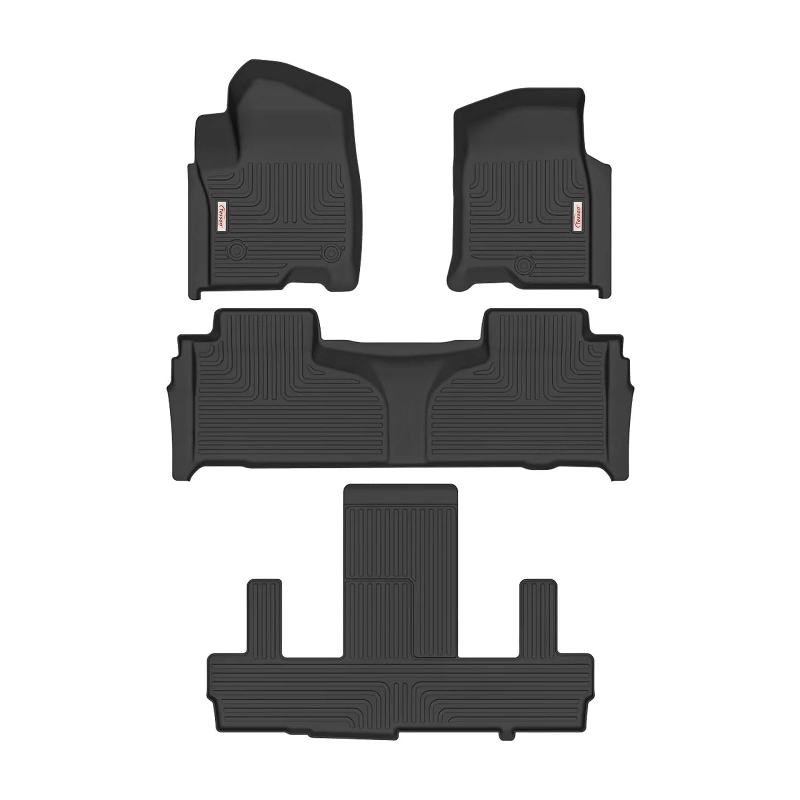 TESSON Floor Mats Accessories 3 Row Liners Set Custom Fit for 7 Seats 2021-2024 2025 Chevy Chevrolet Suburban/GMC Yukon XL/Cadillac Escalade with 2nd Row Bucket Seats,All Weather TPE Rubber Car Mats