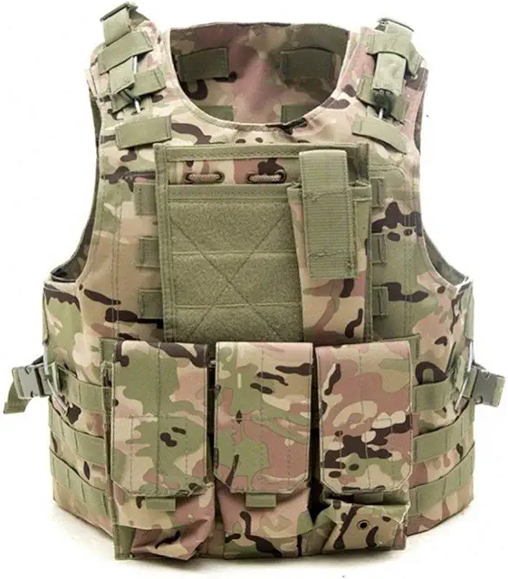 Gilet Tactique Militaire Réglable pour Airsoft, Police et Chasse