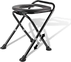 Vaso sanitário portátil atualizado, vaso sanitário de acampamento com altura ajustável para acampamento, caminhada, viagem, carro, trailer, barraca, praia, caminhoneiros