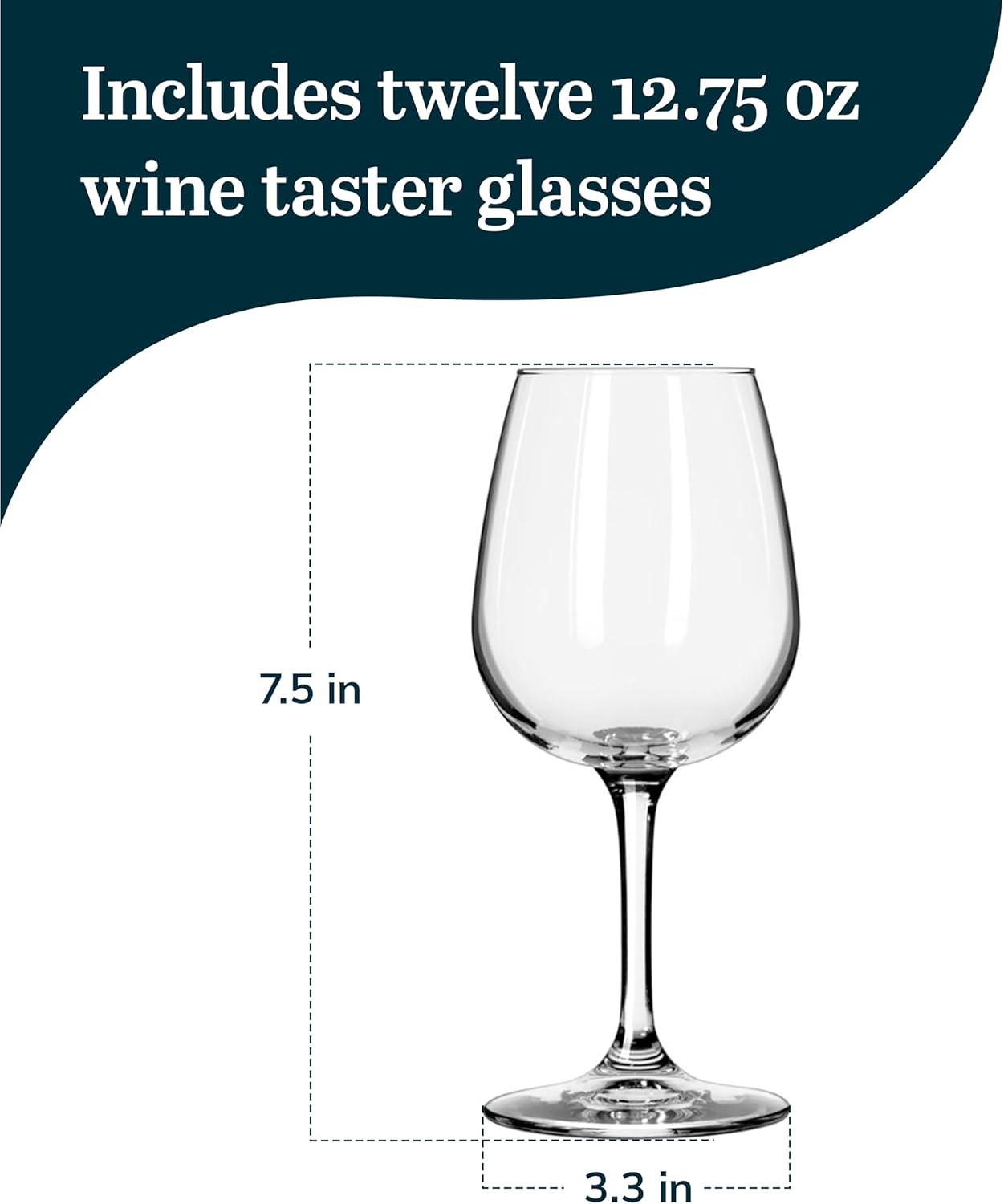 Libbey 8552 Vina Wine Taster Glasses, 12.75-ounce, Set of 12