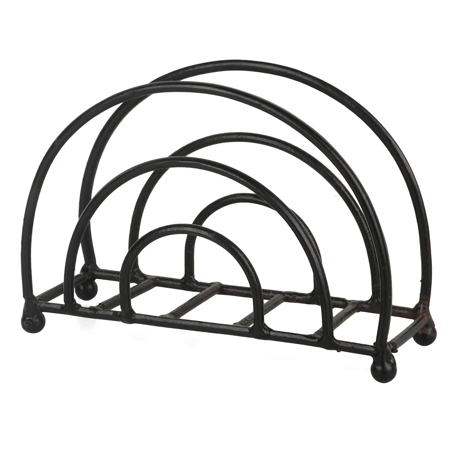 Vudy Wrought Iron Paper Napkin Holder/freestanding Tissue Dispenser for Kitchen Countertops, Dining, Picnic Table, Indoor & Outdoor Use, Black