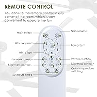 Vista 7 de 72 Inch Industrial Ceiling Fan - Black Big Ceiling Fans with Light, Large Ceiling Fan with 6-Speed Remote Control, Outdoor Ceiling Fans for