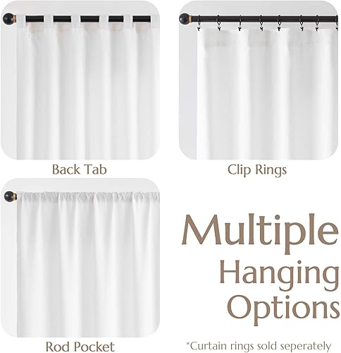 Miniatura 6 de Jinchan Cortinas de mezcla de lino, 50 pulgadas de ancho x 63 de largo, oscurece, bolsillo de cortinero, pestaña trasera, para casa de granja