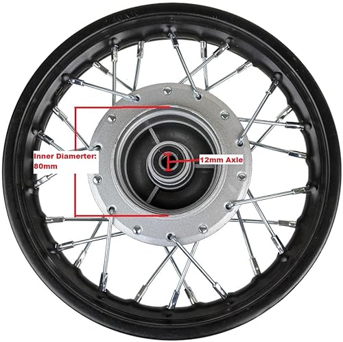 Miniatura 7 de Conjunto de llanta de rueda trasera delantera de 10 pulgadas, 0.472 in, 50 cc, 70 cc, 90 cc, 110 cc, Dirt Pit Pro Trail Bike CRF50 DRZ70 PW50 BBR50