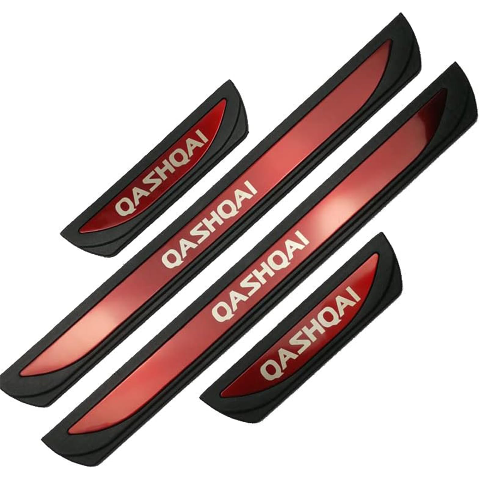 Klhywen Red 4 Pcs Stainless Steel Car Scuff Plate For Nis-San Qashqai J10 J11 2016-2022 Car Door Sill Protector Anti Scratch Kick Plates Styling Decoration Accessories,