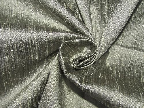 Tissu Dupioni 100% pure soie noire flammée SLUB GREYX largeur 111,8 cm DUP77