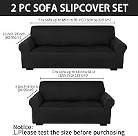 Vista 2 de Peryiter Juego de 2 Fundas para Sofá Fundas para Sofás de Dos Plazas para Sala de Estar Funda Protectora para Sillón con Brazos, Ajuste Perfecto