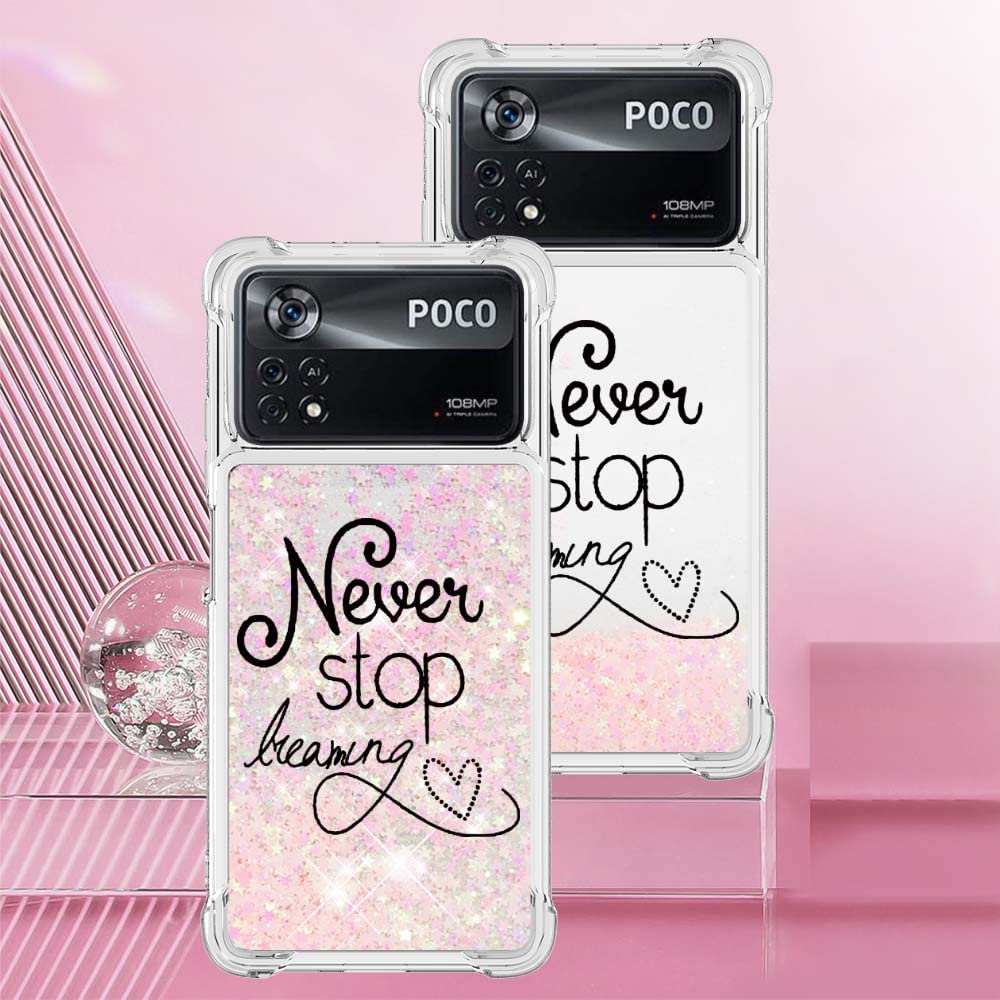 IMEIKONST Cover Per Xiaomi Poco X4 Pro 5G – Custodia Rigida Con Glitter Liquidi E Sabbie Mobili – Effetto Gradiente Blu E Viola – Morbida Bumper TPU