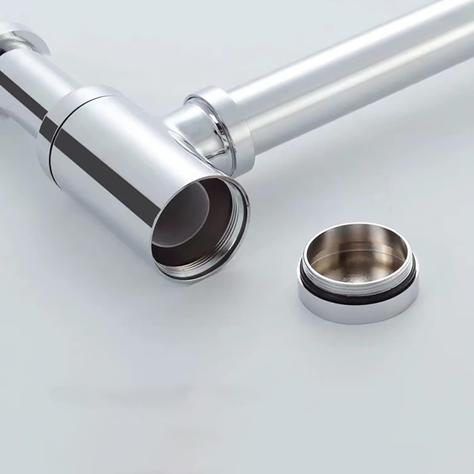 Sifon Lavabo,Altura Ajustable,Fregadero Kit de Desagüe,Abertura de Limpieza,Sifon Cocina Fregadero con Instalación Sencilla Cromado