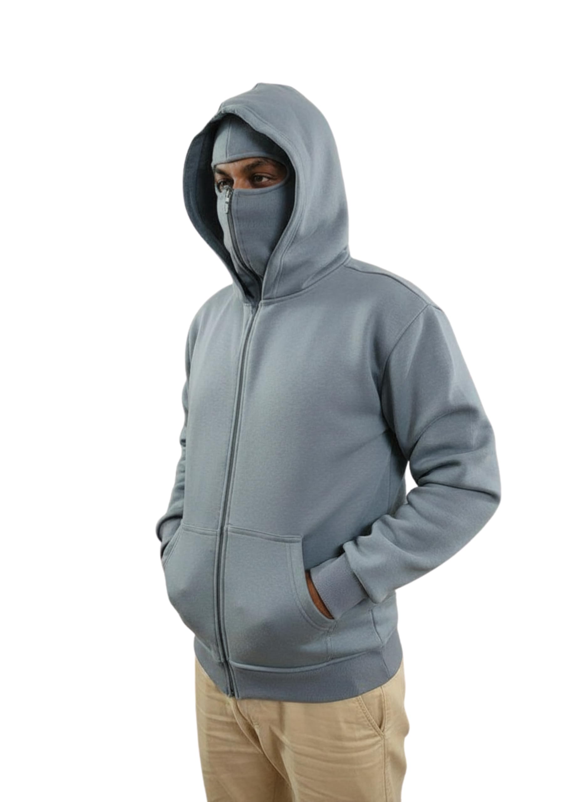 urban rod Premium 100% Gold Washed 350+ GSM Cotton Fleece Plain Balaclava Hood Heavy Hoodie | Regular Fit with Auto Lock Full Zipper for Men | Perfect for Winter-picture-39