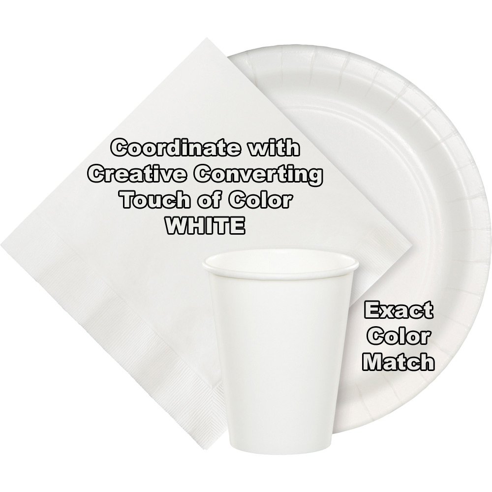Creative Converting 180 Count School Spirit Sturdy Style Small/Dessert Paper Plates for Graduation Party, White