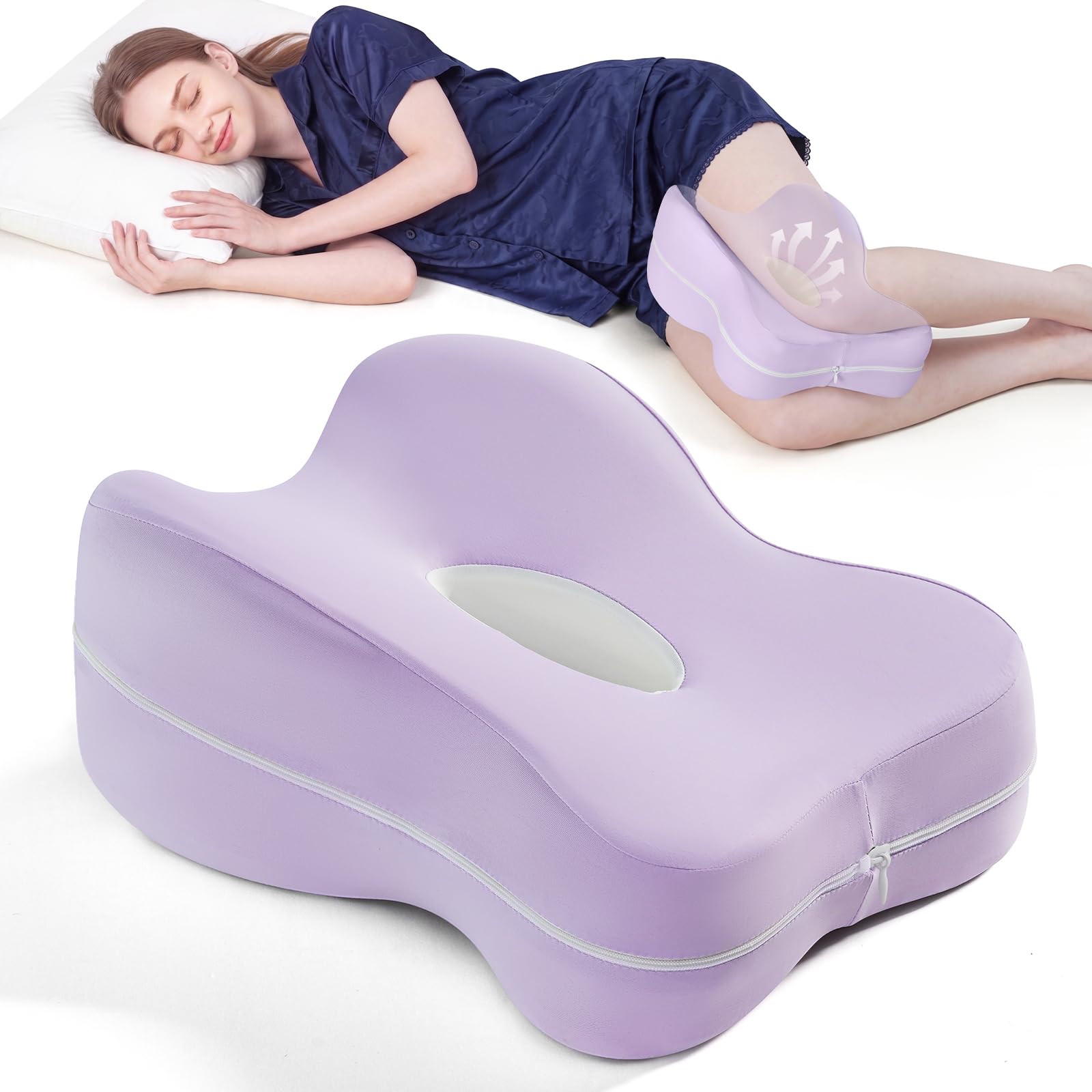 Knee Pillow for Side Sleepers – 13" Total Length, Supports Thighs & Knees | Memory Foam Leg Pillow for Side Sleeping with Airflow Vent Reduces Heat –
