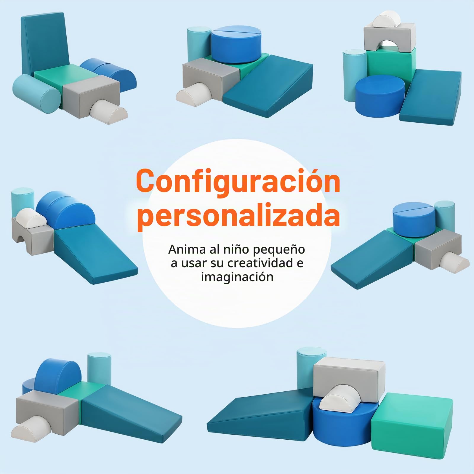 JungleDove Juego de 6 Bloques de Espuma para Niños: Cuero PU Bloques Psicomotricidad Infantil - Set de Escalada Arco Elíptico Suave Ligero para Interior Infantil para Escalar y Niños de 4 Años