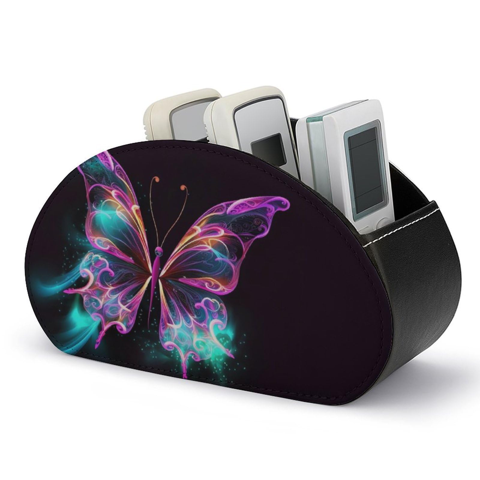 Rangement de télécommande contre le désordre avec 5 compartiments en cuir PU