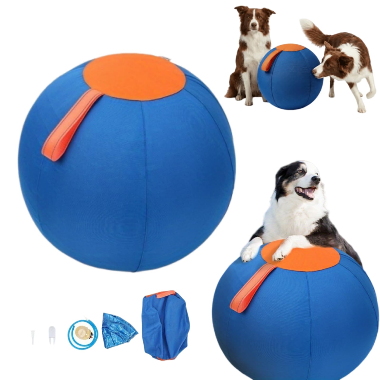 MEIION Woofy Chien Balle,Balle Interactive pour Chien,Jouet Interactif Résistant avec Bracelet Pratique,Ballon Chien Adapté Petits et Grands Chiens pour Intérieur et Extérieur