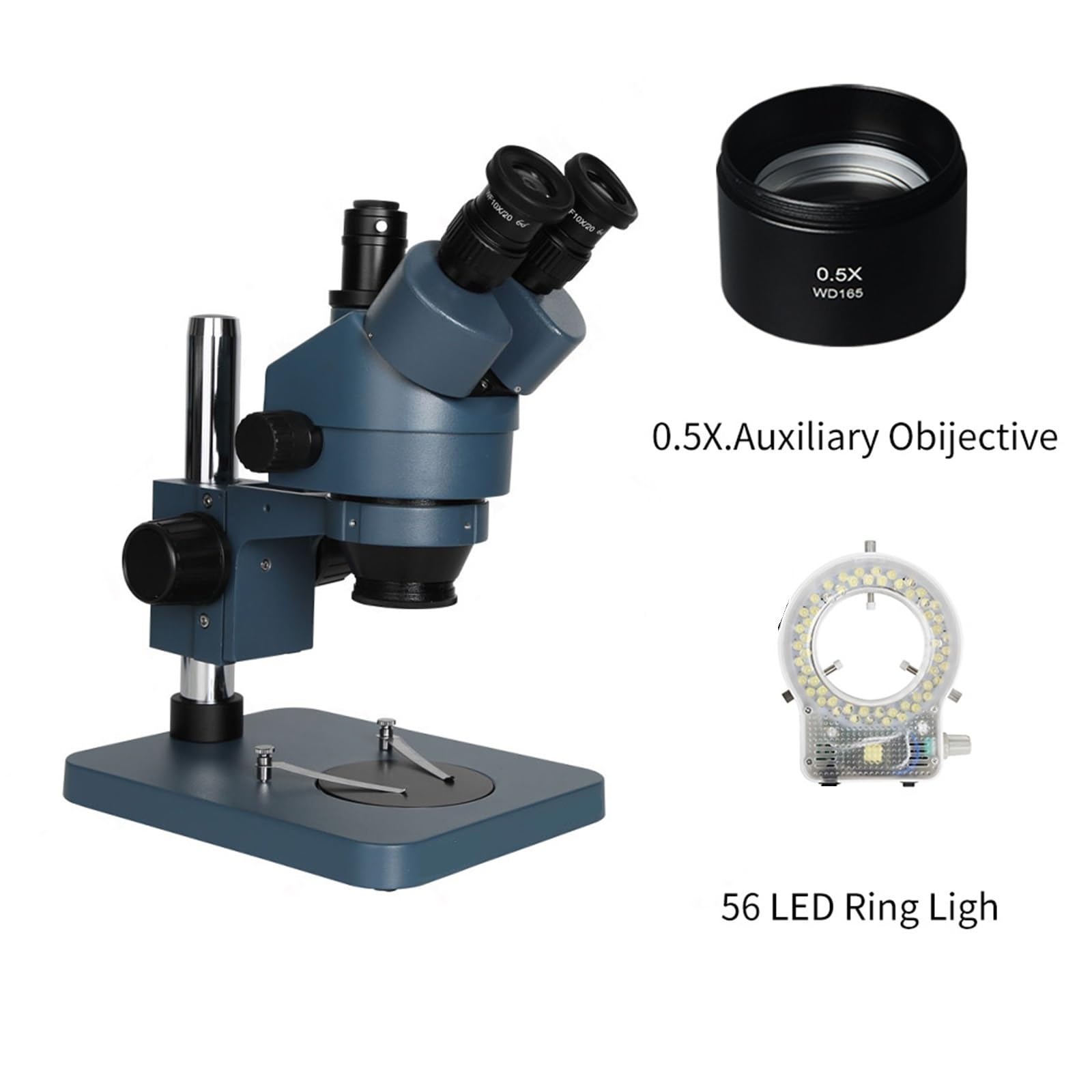 Microscopio Stereo Trinoculare Simul-focale 56LED Luce Ausiliaria Obiettivo For L'industria Della Saldatura Chiaro E Preciso