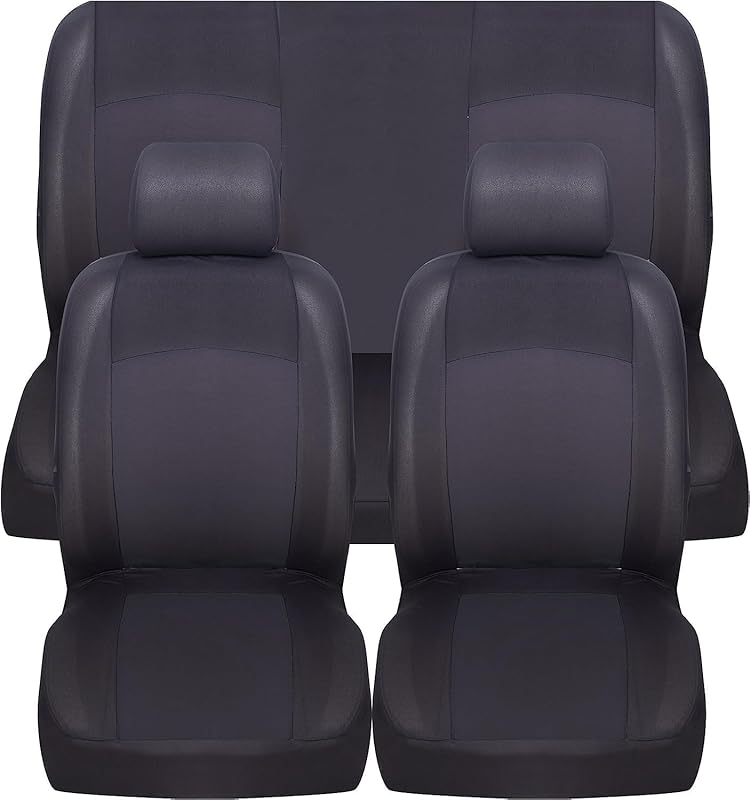 Housses de sièges universelles Kit Avant et Arrière Plusieurs couleurs Doux Confortable Respirant Protection pour sièges utilitaires (Noir)