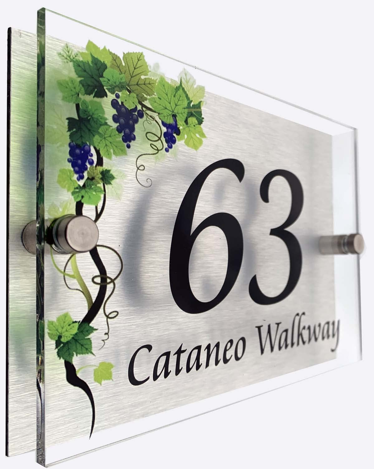 Personalised Designer House Number Plaques | 2 part Acrylic Plaque (vines)