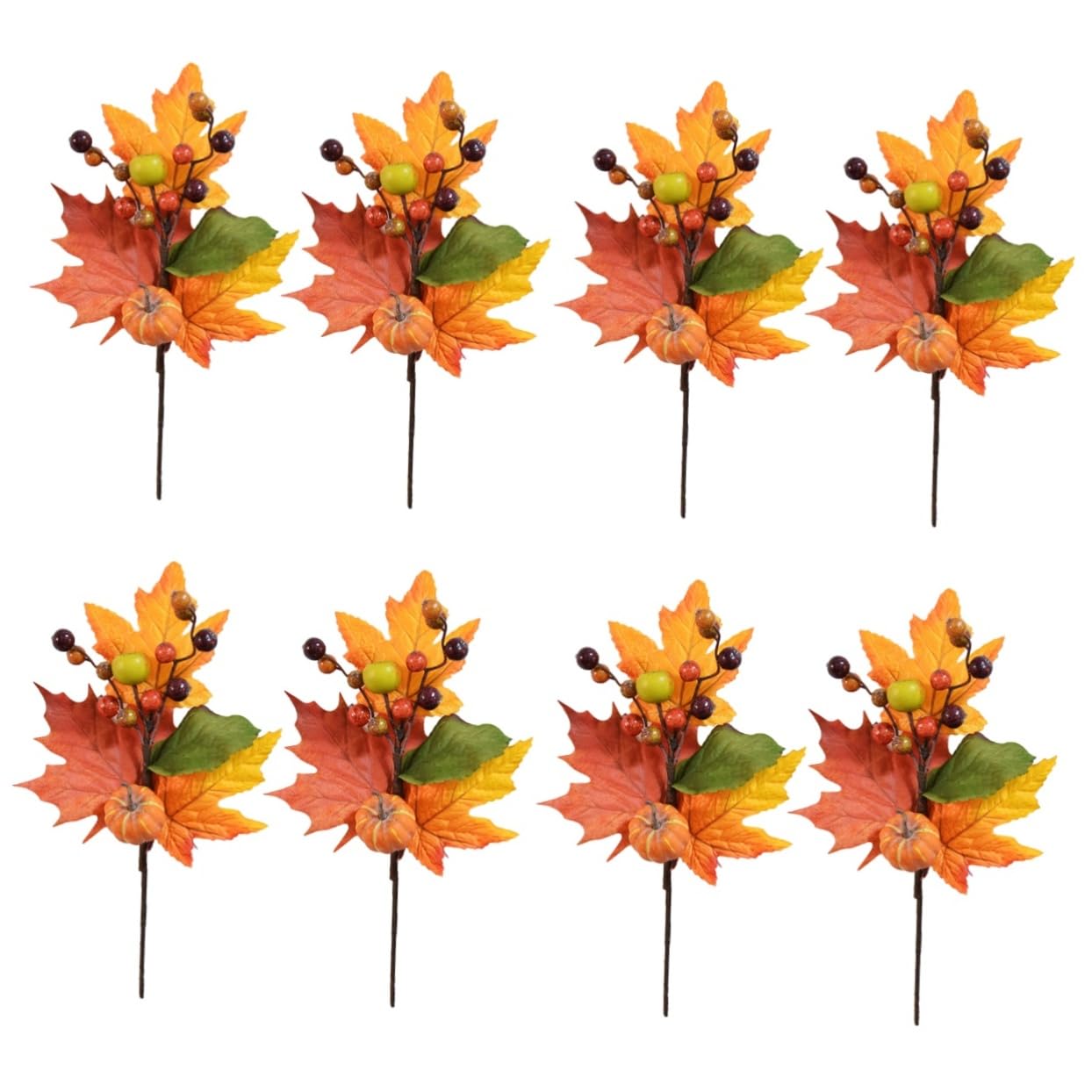 Cabilock 4 Set Finta Zucca D'acero Succulento Decorazione Centrotavola Autunnale Zucche Artificiali Decorazioni Autunnali Foglie Autunnali Artificiali Ramo Di Zucca Artificiale 2 Pezzi * 4