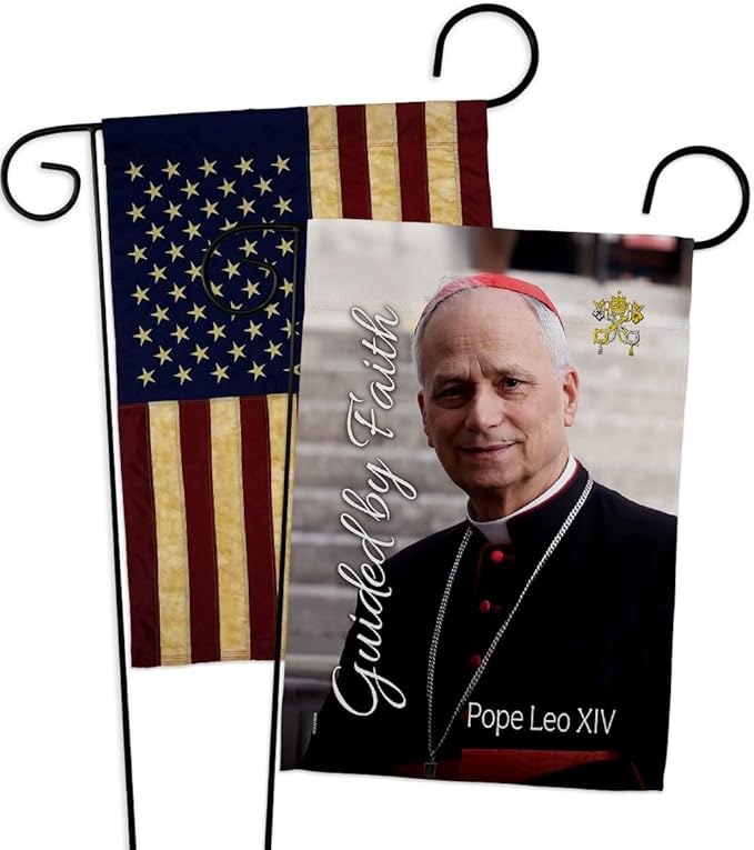 Pope Leo XIV Rome Vintage American Flags for Outside House Wall Canvas Poster Patriotic Decor July 4th Yard Sign Picture Prints Poster Vatican Grave Decoration Papal Door Catholic Memorabilia