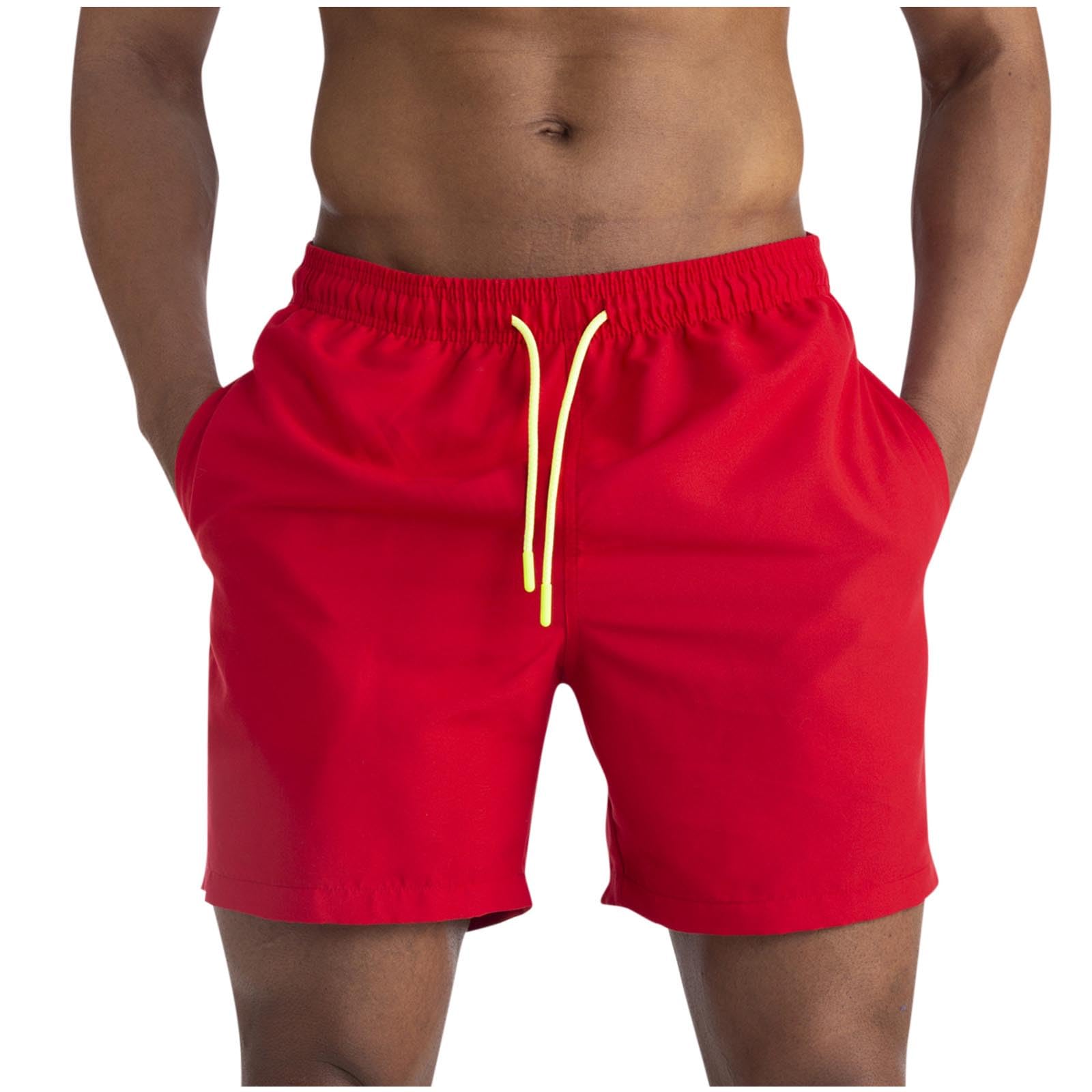 Shorts Herren Sommer Kurze Hosen Schnelltrocknend Laufhose Kurz Casual Fitness Outdoorshorts Arbeitshose Herrenshorts mit Kordelzug Elastische Taille Freizeitshorts Rot 3XL