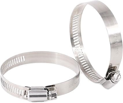 Keadic 25Pcs Adjustable Fuel Line Clips Worm Gear Hose Clamp Assortment Kit for Various Pipes Automotive Mechanical Use - 304 Stainless Steel 46-70mm