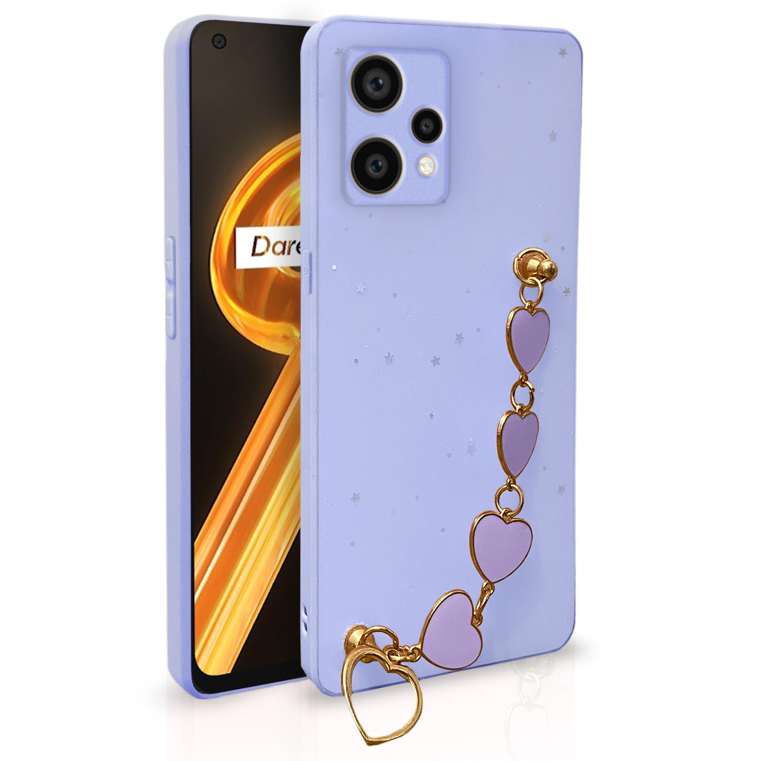 Pikkme Realme 9 4G / Realme 9 Pro Plus 5G Back Cover for Girls | Heart Shaped Metal Chain Blocks | Sparkling Soft TPU | Case for Realme 9 4G / Realme 9 Pro Plus 5G (Purple) (B0C2VPTZ8W) Amazon Price History, Amazon Price Tracker