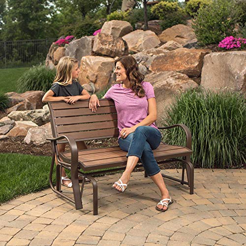LIFETIME 60290 Wood Alternative Glider Bench, Mocha Brown