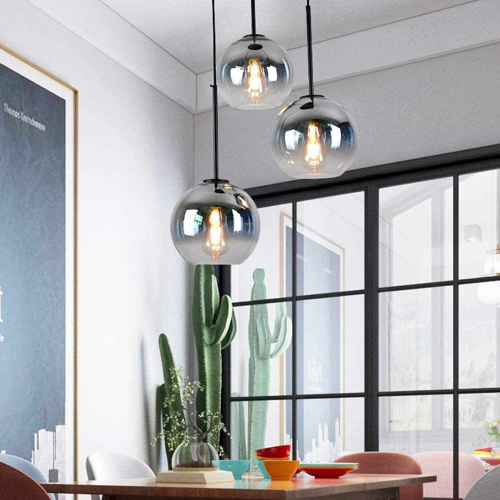 Moderna regolabile Tavolo lampada a sospensione, 3 sottile sfera di pendenza di vetro altezza, Lampadario E27 luce di soffitto for sala da pranzo Soggiorno Camera da l