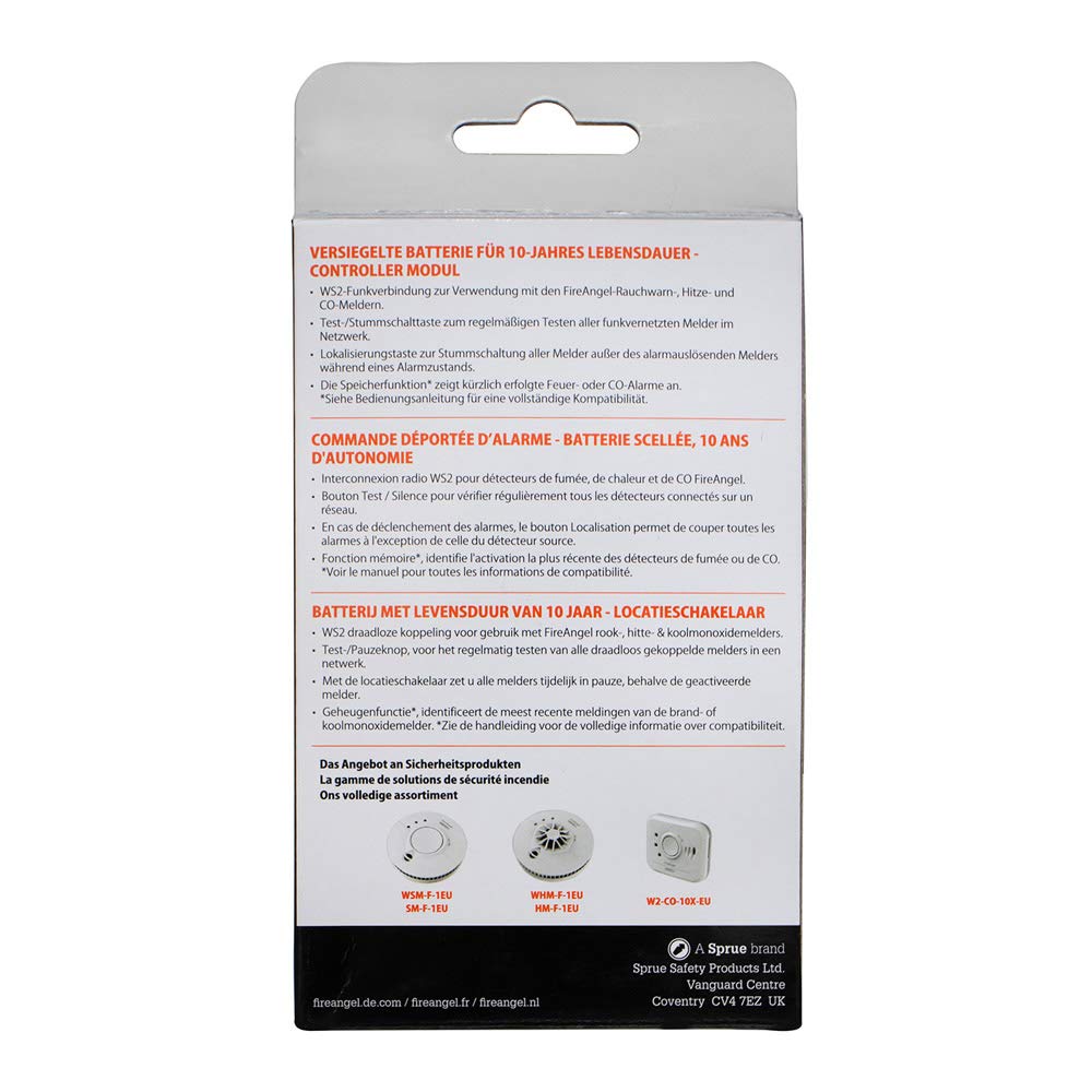 Fire Angel WTSL-F-1EU Module de Commande, Module de Contrôle, Unité de Contrôle pour Détecteurs de Chaleur, de CO et de Fumée sans Fil, Blanc