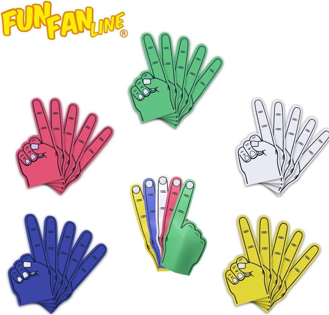 Pack Manos Gigantes de Goma EVA para Animación y Eventos. Dedos de Espuma Reutilizables y Personalizables Fiestas, Bodas, Fútbol y Eventos Deportivos (Azul-Negro x3)