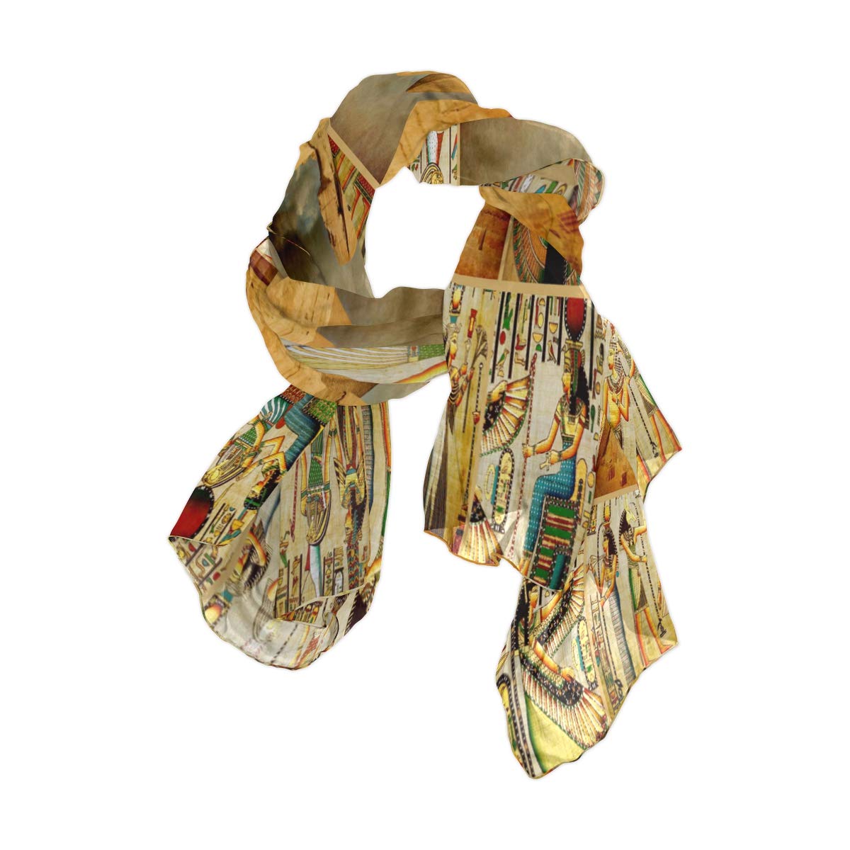 Use7 Women's Multicoloured Old Papyrus Egyptian Culture Chiffon Silk Long Scarf Shawl Wrap