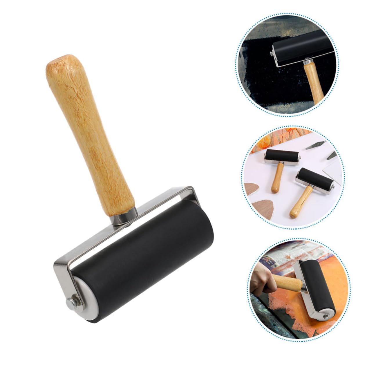 LALAFINA Ergonomic Handle Printmaking Roller Ink Roller Tool for Glue Stamping Art Craft