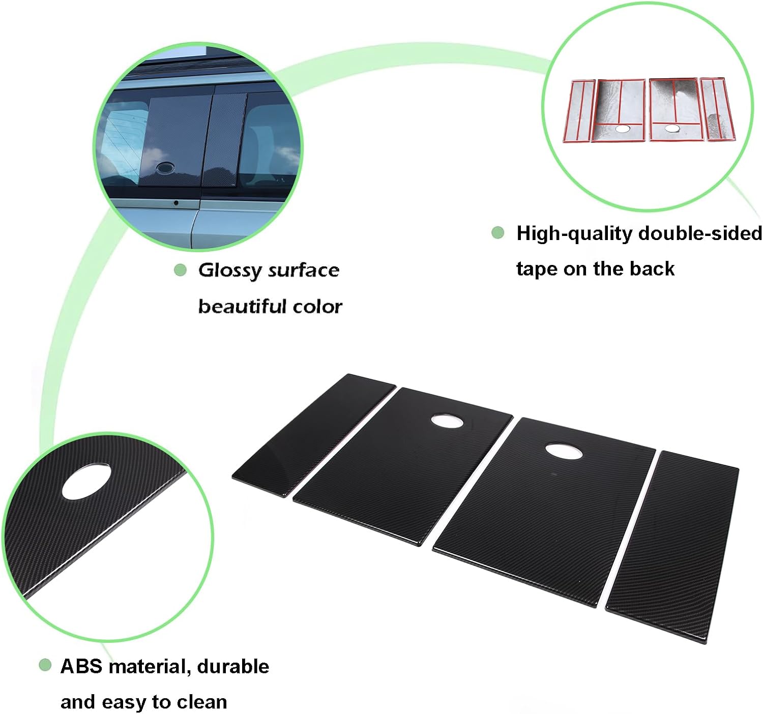 PIUGILH B Pillar Trim Door Molding Compatible with Land Rover Defender 110 130 2020-2025, Anti Scratch B C Pillar Window Panel Cover Trim, 4Pcs (Carbon Fiber Pattern)