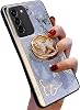 Topwin Galaxy S21 Kickstand Case, Cute Marble Conch Shell Floral Butterfly with Ring Stand Elegant Shockproof Protective Cover for Girls Women for Samsung Galaxy S21 6.2 2021 Purple