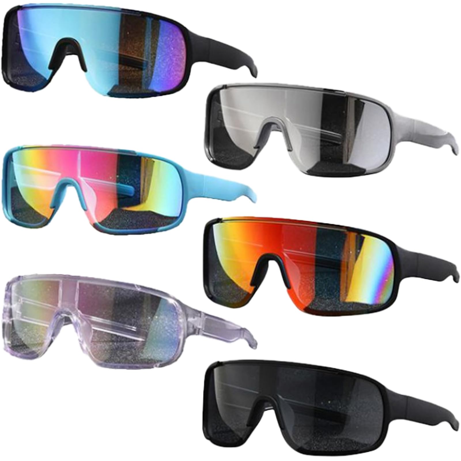 Confezione da 6 occhiali da sole sportivi per uomo e donna, protezione UV400, leggeri, avvolgenti, antiscivolo, per corsa, ciclismo, pesca, golf, pallavolo, escursionismo, attività all'aperto