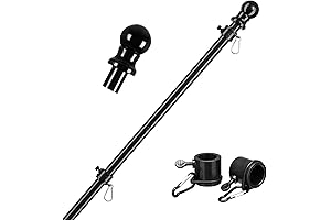 Premium 5ft Black Metal Flag Pole for House - Rustproof Tangle-Free Flag...