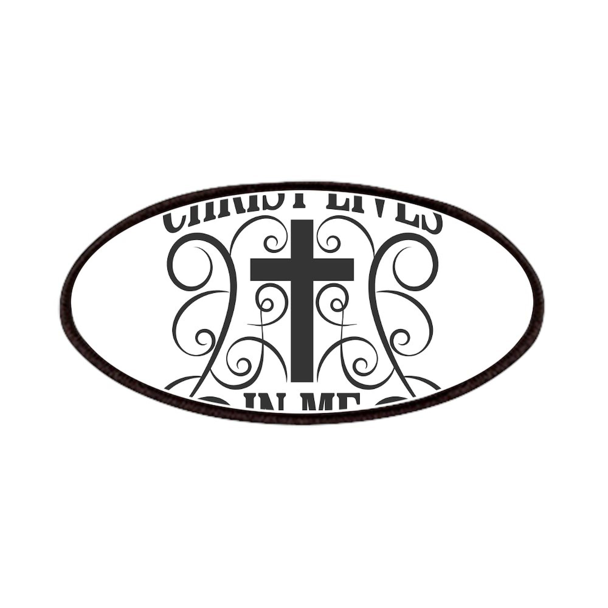 CafePress Christ Is In Me Black Typography Cross With Swirls 4