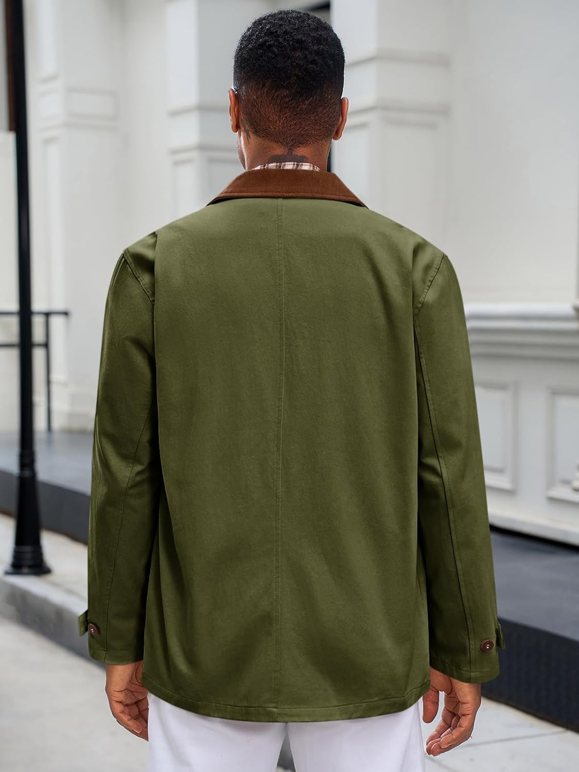 Runcati Mens Lightweight Jackets Button Down Casual Cotton Barn Jacket Vintage Military Fall Outwear with Pockets