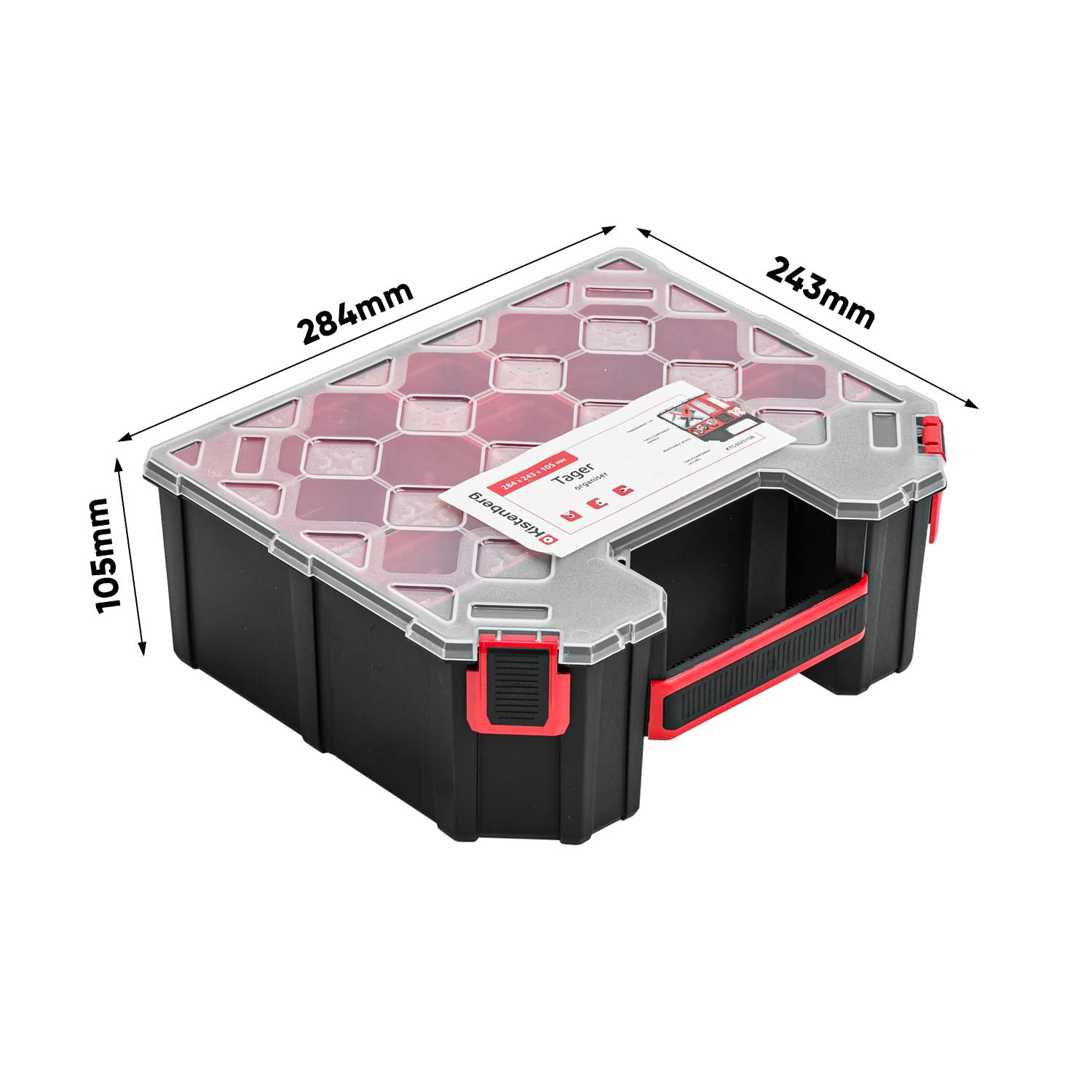 PAFEN Boîte de rangement modulée - Lot de 3 - 243 x 284 x 105 mm - Couvercle transparent - Compartiments amovibles