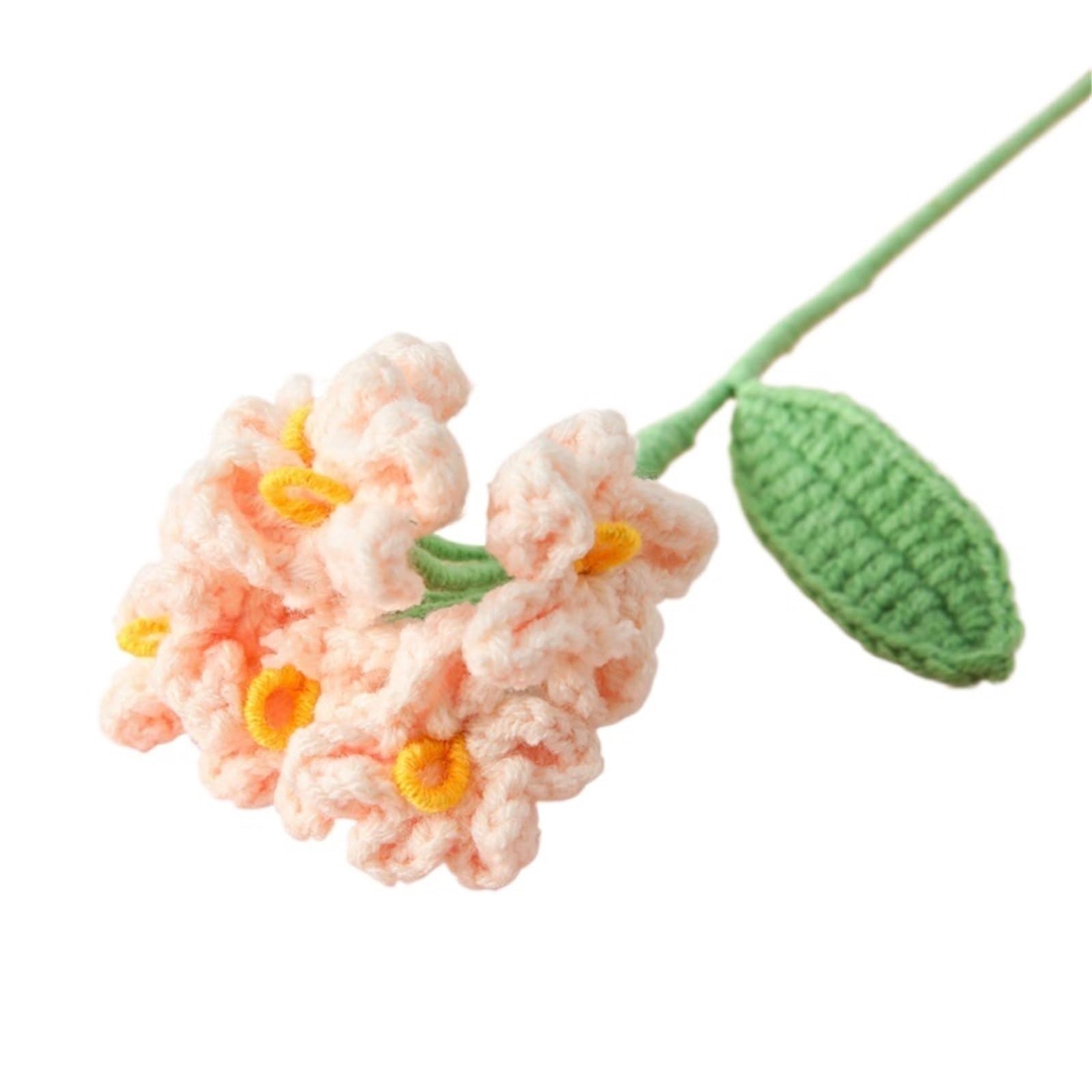 ENWWCH 2pcs Crochet Flowers Knitted Graduation Bouquet Woven Artificial For Home(Color6)