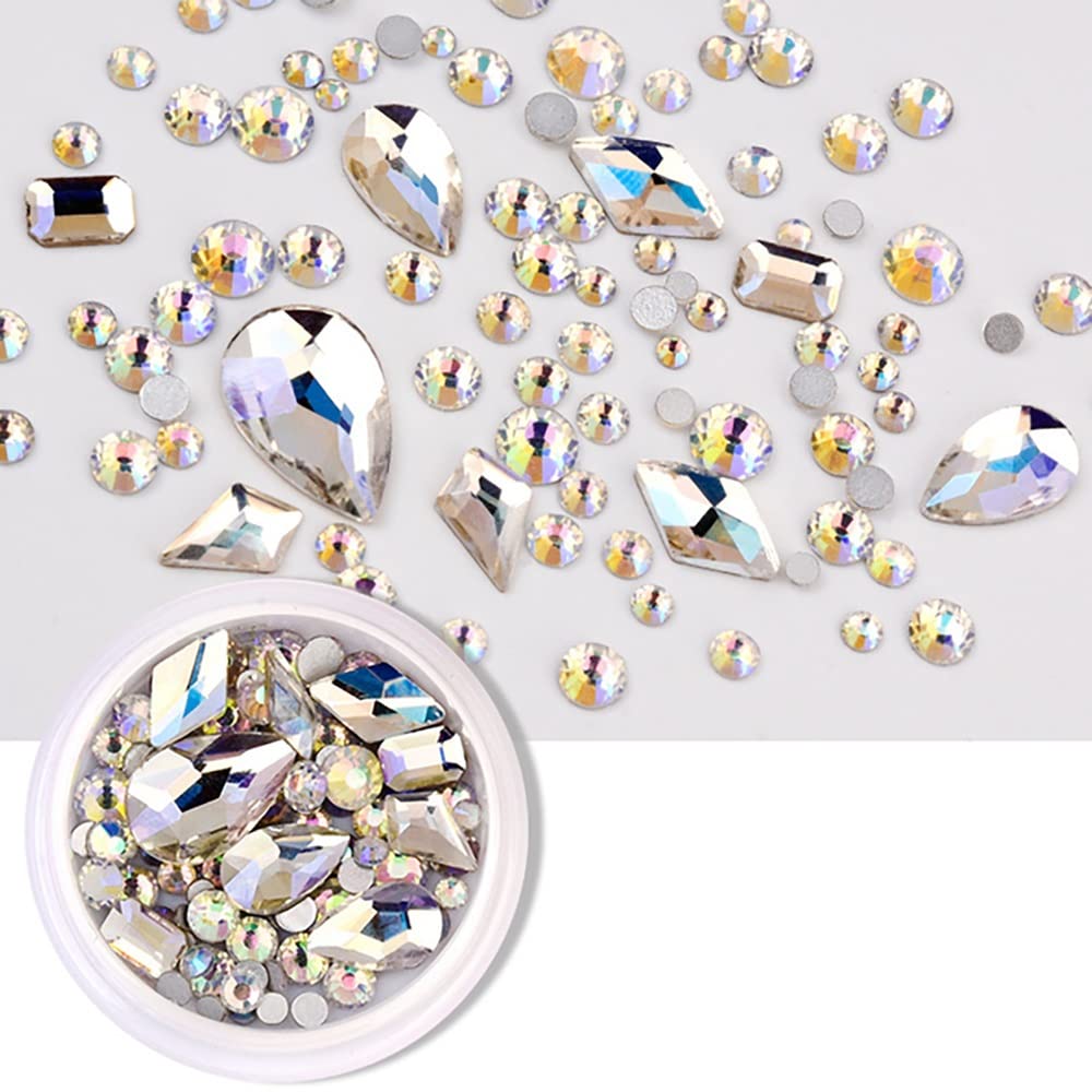 mifdojzHJKOGH 1 Box Glitter 3D Rhinestones AB Flat Back Shiny Stones Nail Art Decorations Mixed Size Nail Gems Crystal Strass Accessories (Color : B)
