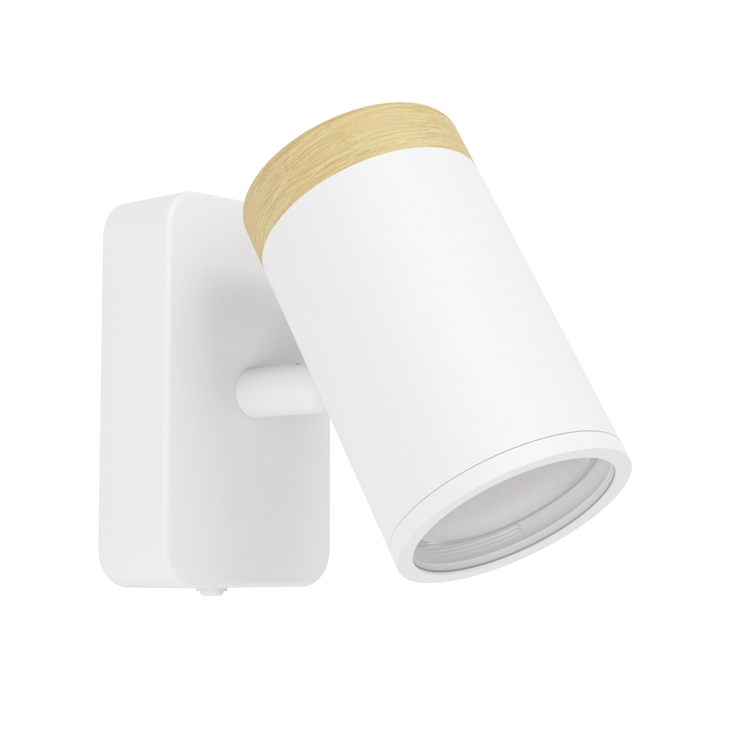 Eglo White Consuma Ip44 Single Spotlight In With Wood Detailing