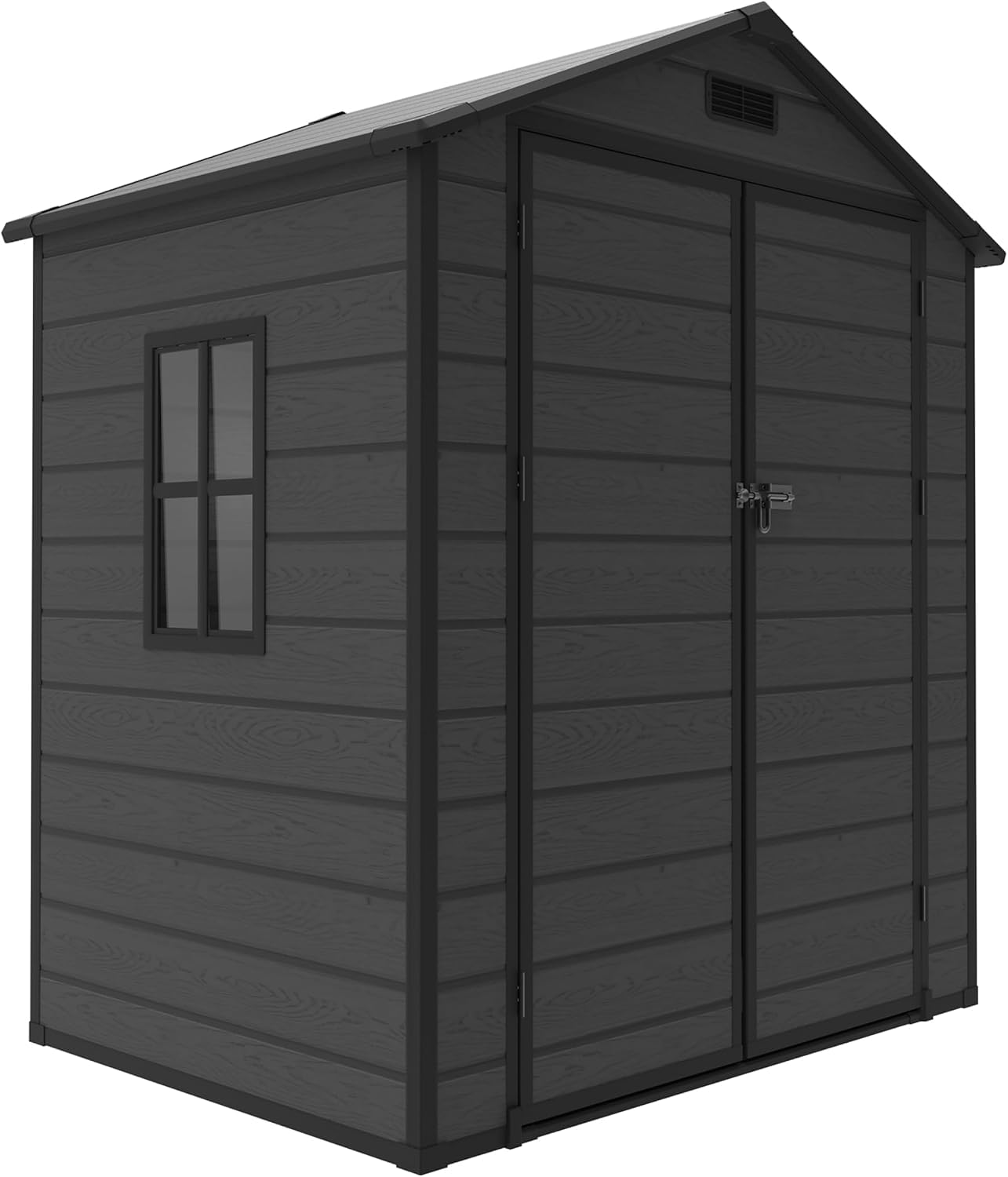 Koll Living Gartenhaus Norvik | 181 x 135 x 210 cm, 2 m² Grundfläche | Schwarz | mit Doppeltür, Fenster und Belüftungsystem | abschließbar | UV- & witterungesbeständig