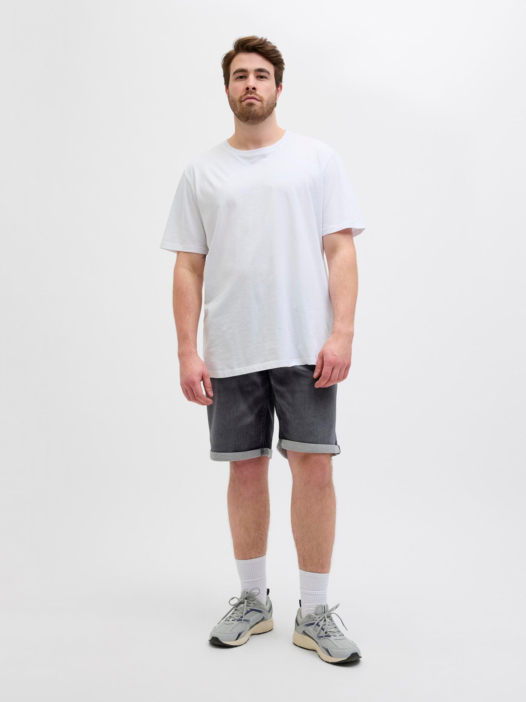 JACK&JONES PLUS Jjirick Jjicon I.k. Spodenki Sq 062 Sn Pls - Szorty jeansowe Mężczyźni