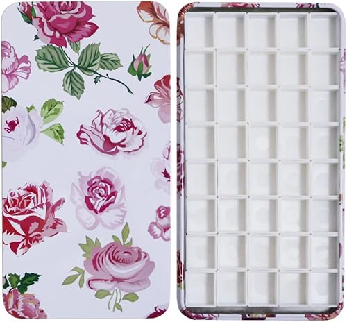 Miniatura 1 de Paleta de acuarela para pintura con 40 piezas de plástico blanco vacío para acuarela media cacerola con cuadrados magnéticos, paleta de pintura para