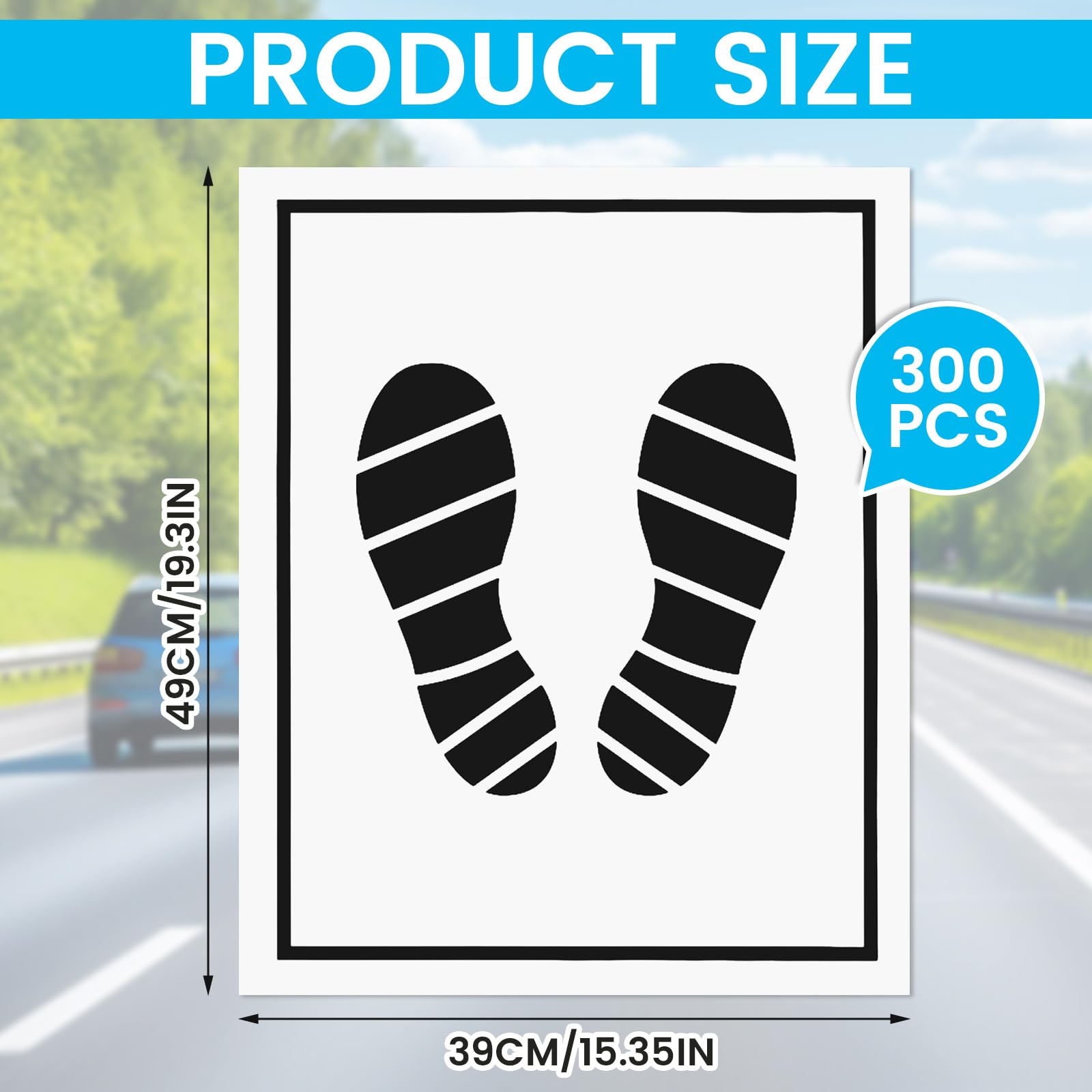 Lot de 300 tapis de sol jetables en papier pour voiture, 49 x 39 cm | Tapis de voiture en papier antidérapant, motif imprimé blanc, entretien du véhicule, protection intérieure